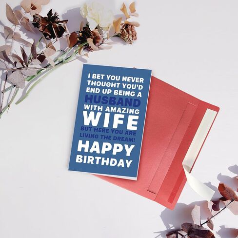 SuperShunhu Funny Birthday Card for Husband, Sarcastic Husband Birthday Card from the Amazing Wife, Happy Birthday Gift Ideas for Him in Kuwait