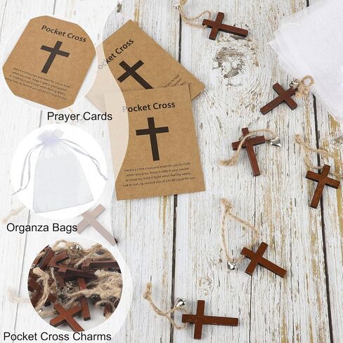 Bulk 30 Pocket Cross Cards Christian Gifts, Wooden Pocket Cross Charm Christian Religious Gifts Small Faith Based Comfort Baptism Gift Inspirational Gifts for Women Men(Hollow Out Heart) in Saudi Arabia