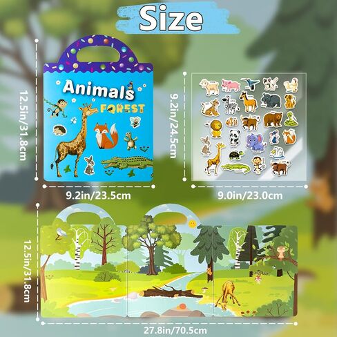 6 Pack Reusable Sticker Books for Kids, Waterproof Puffy Stickers - Toddler Travel Essential Quiet Time Activities Toys - Animal, Marine, Dinosaur, Traffic, Space and Organ (2-6 Age) in Saudi Arabia