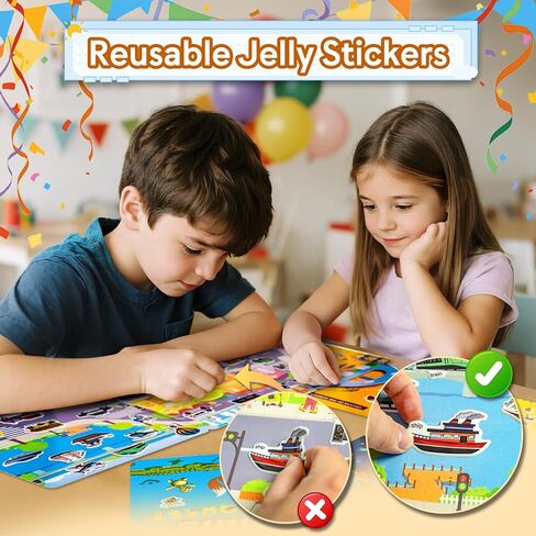6 Pack Reusable Sticker Books for Kids, Waterproof Puffy Stickers - Toddler Travel Essential Quiet Time Activities Toys - Animal, Marine, Dinosaur, Traffic, Space and Organ (2-6 Age) in Saudi Arabia