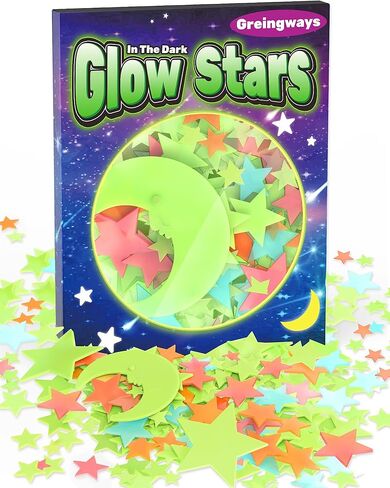 Greingways 201 PCS Glow in the Dark Stars Stickers لغرفة نوم السقف ، وتخزين المواد الغذائية للأطفال الذين تتراوح أعمارهم بين 3-5 ، 4-8 ، 8-12 in Kuwait
