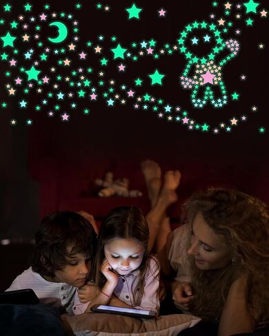 Greingways 201 PCS Glow in the Dark Stars Stickers لغرفة نوم السقف ، وتخزين المواد الغذائية للأطفال الذين تتراوح أعمارهم بين 3-5 ، 4-8 ، 8-12 in Kuwait