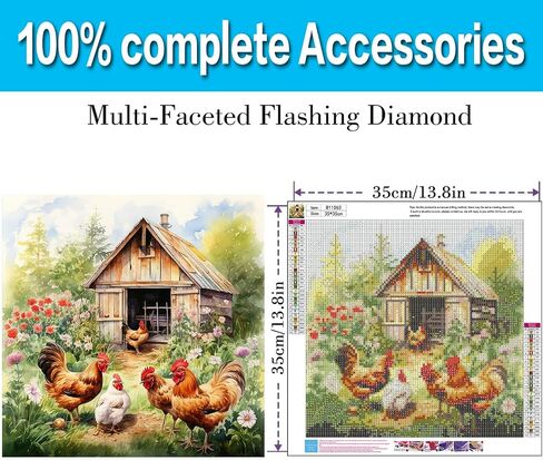 مجموعات فن الماس للبالغين ، وأطقم الطلاء من دجاج الماس للبالغين ، 5D Diy Round Drill Gem Paint with Diamonds Dots Crafts Atts for Home Decor Gift 14x14inch in Saudi Arabia