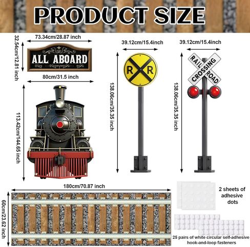 Train Party Decoration Train Theme Door Banner Backdrop Railroad Track Aisle Runner Traffic Crossing Sign Background Fabric for Winter Christmas Birthday School Classroom Home Xmas Holiday Supplies in Saudi Arabia