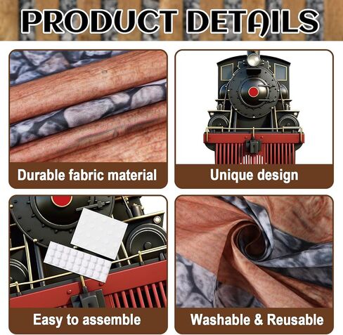 Train Party Decoration Train Theme Door Banner Backdrop Railroad Track Aisle Runner Traffic Crossing Sign Background Fabric for Winter Christmas Birthday School Classroom Home Xmas Holiday Supplies in Saudi Arabia