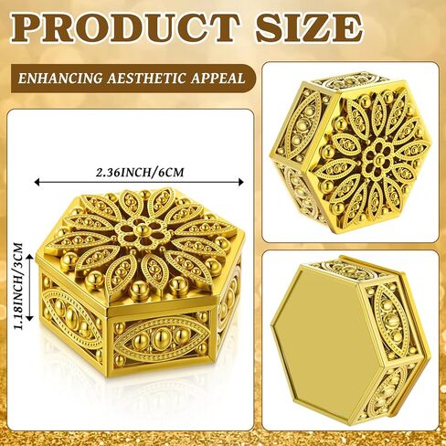 Yexiya 24 Pcs Indian Return Gifts for Pooja Bulk Hollow out Hexagon Candy Boxes Decorative Candy Containers Golden Hexagon Box Storage Gift Boxes for Wedding Christmas Birthday Party Decorating in Saudi Arabia