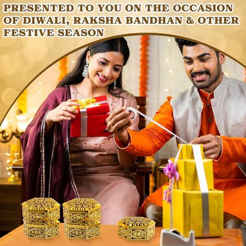 Yexiya 24 Pcs Indian Return Gifts for Pooja Bulk Hollow out Hexagon Candy Boxes Decorative Candy Containers Golden Hexagon Box Storage Gift Boxes for Wedding Christmas Birthday Party Decorating in Saudi Arabia
