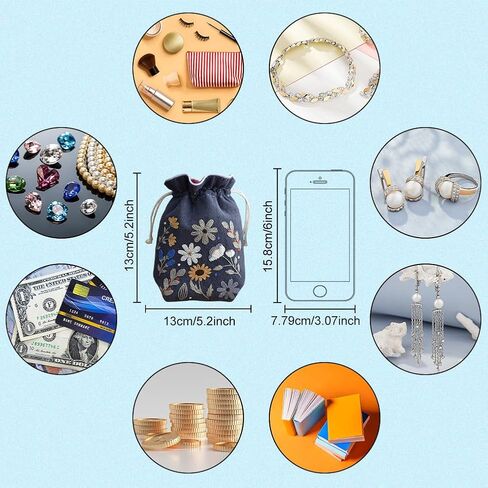 WEBEEDY DIY Embroidery Drawstring Bag Kit with Flower Patterns,Needlepoint Sewing Kit Includes Pre-Printed Fabric,Threads,Needles,Embroidery Hoop and Instruction for Beginners Party DIY Gift Bag in Saudi Arabia