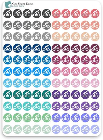 Spin Bike Biking Planner Stickers / 110 Vinyl Dot Stickers (1/3") / Exercise Health Fitness Self Care Workout/Essential Productivity Life/Bujo Bullet Journaling (One Sheet) in Kuwait