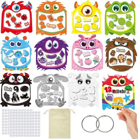 Cinrobiye 12 Sets Color Sorting Felt Board，Montessori Monster Matching Game Preschool Matching Activities for Home School Autism Activities Calm Down Gift in Saudi Arabia