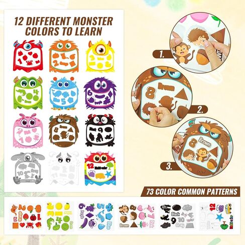 Cinrobiye 12 Sets Color Sorting Felt Board，Montessori Monster Matching Game Preschool Matching Activities for Home School Autism Activities Calm Down Gift in Saudi Arabia