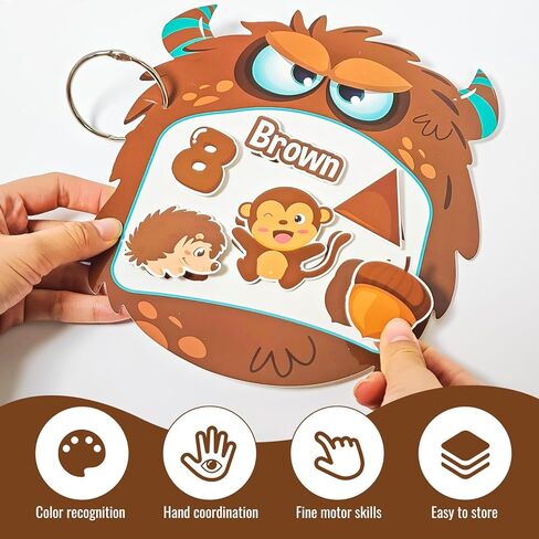 Cinrobiye 12 Sets Color Sorting Felt Board，Montessori Monster Matching Game Preschool Matching Activities for Home School Autism Activities Calm Down Gift in Saudi Arabia