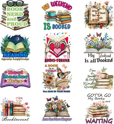 arricraft 12 pcs كتاب موضوع الحديد على بقع الشارات ، زهرة الفراشة حب الديكور الكتب حبيب نقل الحرارة بقع قابلة للغسل للحيوانات الأليفة لديكور ملابس DIY ، 3.15 بوصة (8 سم) in Kuwait
