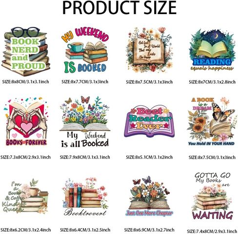 arricraft 12 pcs كتاب موضوع الحديد على بقع الشارات ، زهرة الفراشة حب الديكور الكتب حبيب نقل الحرارة بقع قابلة للغسل للحيوانات الأليفة لديكور ملابس DIY ، 3.15 بوصة (8 سم) in Kuwait