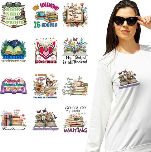 arricraft 12 pcs كتاب موضوع الحديد على بقع الشارات ، زهرة الفراشة حب الديكور الكتب حبيب نقل الحرارة بقع قابلة للغسل للحيوانات الأليفة لديكور ملابس DIY ، 3.15 بوصة (8 سم) in Kuwait