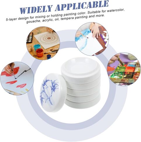 DOITOOL 1set Mixing Palette with Lid Lightweight Porcelain Painting Trays for Watercolor Oil Art Versatile Ink Dishes for Artists and Projects in Saudi Arabia
