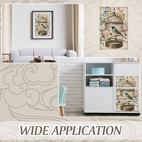 Rub on Transfers for Crafts, 3 Sheets Gold Bird Flower Tree Rub on Transfer Sticker Decals Waterproof Furniture Transfer UV DTF for Glass Wood Home Decor in Kuwait