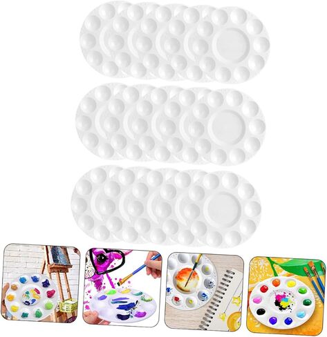 HOMSFOU 15pcs Round Painting Palette Pigment Mixing Tray for DIY Art Painting Board in Saudi Arabia