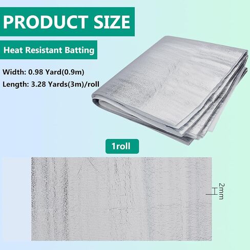 BENECREAT 3.2Yards Heat Resistant Batting, 35.4 Inch Wide Thermal Lining Batting Heat Reflective Fabric for Pot Holders, Oven Mitts, Coasters, Bowl Cozies in Saudi Arabia