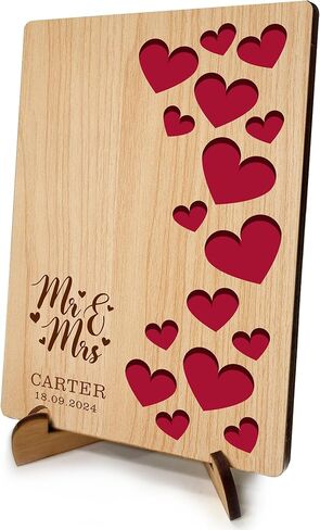 هدايا بطاقة زفاف شخصية EDSG MR و MRS GIFTS بطاقات المعايدة مع أي اسم وتاريخ تهنئة يوم الزفاف بطاقات الورق ليزر لقطرها العروس العريس زوج زوجة جديدة (رمادي) in Kuwait