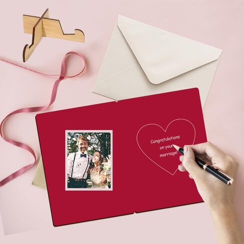 هدايا بطاقة زفاف شخصية EDSG MR و MRS GIFTS بطاقات المعايدة مع أي اسم وتاريخ تهنئة يوم الزفاف بطاقات الورق ليزر لقطرها العروس العريس زوج زوجة جديدة (رمادي) in Kuwait