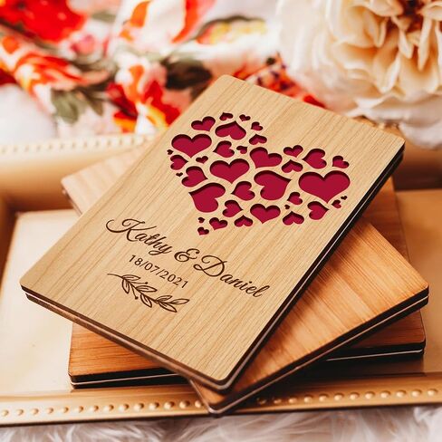 هدايا بطاقة زفاف شخصية EDSG MR و MRS GIFTS بطاقات المعايدة مع أي اسم وتاريخ تهنئة يوم الزفاف بطاقات الورق ليزر لقطرها العروس العريس زوج زوجة جديدة (رمادي) in Kuwait