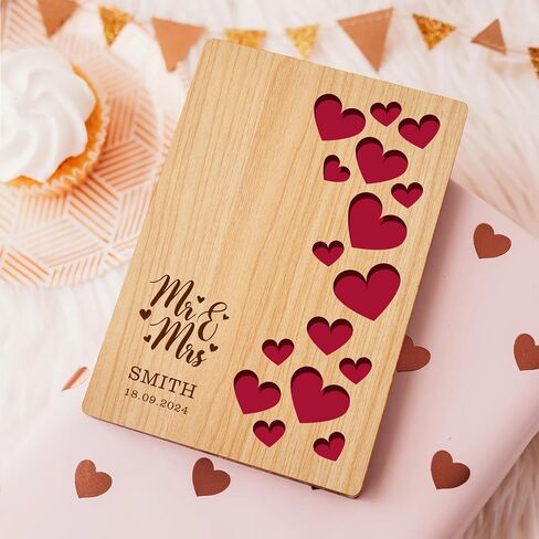 هدايا بطاقة زفاف شخصية EDSG MR و MRS GIFTS بطاقات المعايدة مع أي اسم وتاريخ تهنئة يوم الزفاف بطاقات الورق ليزر لقطرها العروس العريس زوج زوجة جديدة (رمادي) in Kuwait