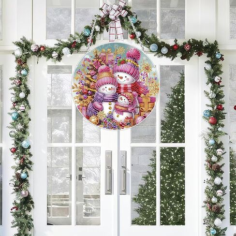 INCOK Snowman Diamond Art Hanging Kits - DIY Christmas Diamond Painting Ornament Kit 5D Rhinestone Winter Art Craft Home Garden Wall Hanging Set Christmas Xmas Holiday Gift in Saudi Arabia