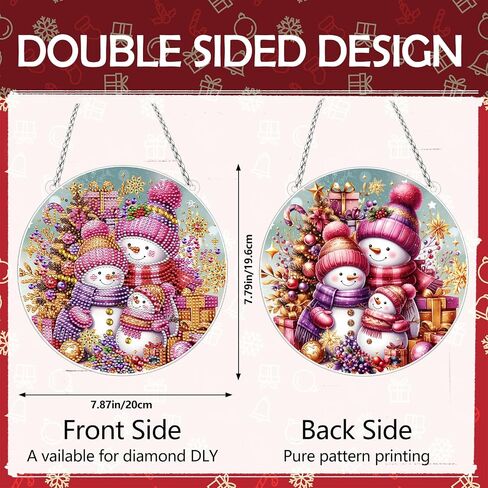 INCOK Snowman Diamond Art Hanging Kits - DIY Christmas Diamond Painting Ornament Kit 5D Rhinestone Winter Art Craft Home Garden Wall Hanging Set Christmas Xmas Holiday Gift in Saudi Arabia
