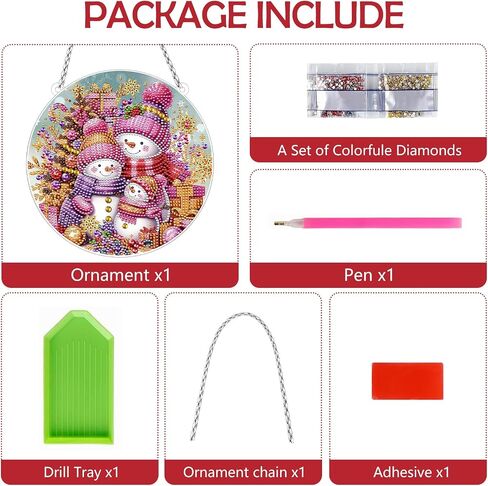 INCOK Snowman Diamond Art Hanging Kits - DIY Christmas Diamond Painting Ornament Kit 5D Rhinestone Winter Art Craft Home Garden Wall Hanging Set Christmas Xmas Holiday Gift in Saudi Arabia