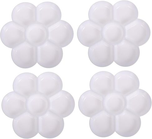 HOMSFOU 20pcs Plum Blossom Shaped Painting Trays Imitation Ceramic Watercolor Palette for Artists Mixing for Oil and Watercolor Pigments for Skill Levels in Saudi Arabia