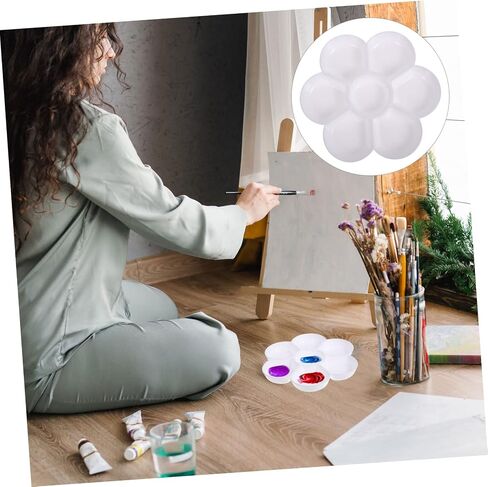 HOMSFOU 20pcs Plum Blossom Shaped Painting Trays Imitation Ceramic Watercolor Palette for Artists Mixing for Oil and Watercolor Pigments for Skill Levels in Saudi Arabia