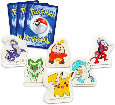 Pokemon School Supplies for Boys Set - Bundle with 6 Erasers Featuring Pikachu, Fuecoco, Sprigatito, Quaxly, More Plus Common Cards | Pokemon Party Supplies Kit for Kids, Boys, Girls in Saudi Arabia
