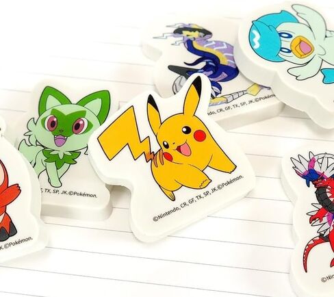 Pokemon School Supplies for Boys Set - Bundle with 6 Erasers Featuring Pikachu, Fuecoco, Sprigatito, Quaxly, More Plus Common Cards | Pokemon Party Supplies Kit for Kids, Boys, Girls in Saudi Arabia
