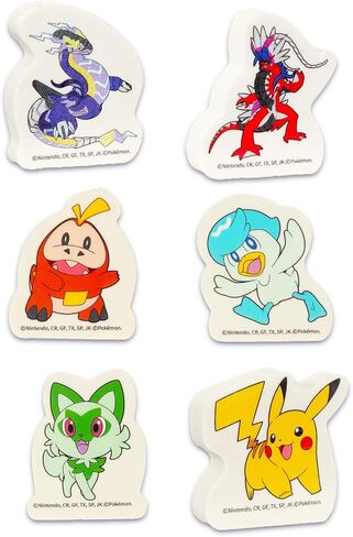 Pokemon School Supplies for Boys Set - Bundle with 6 Erasers Featuring Pikachu, Fuecoco, Sprigatito, Quaxly, More Plus Common Cards | Pokemon Party Supplies Kit for Kids, Boys, Girls in Saudi Arabia