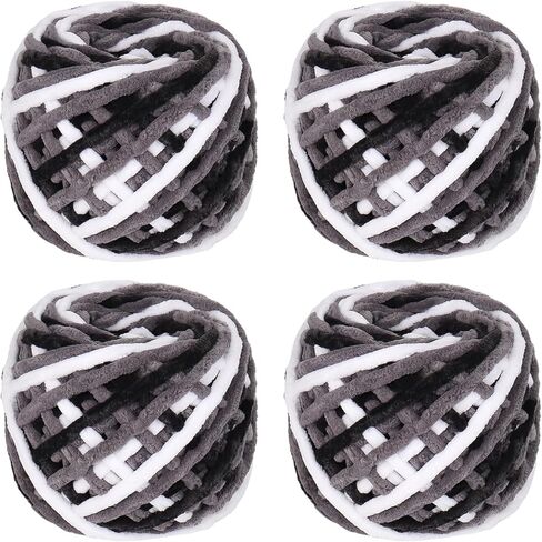 غزل شنيل الفائقة الضخمة للكروشيه-4 حزمة من 100 جرام/3.5 أوقية ، CYC #6 غزل مكتنزة شبيه بحبل CYC #6 ، سميكة غامضة للبطانيات والحقائب والسجاد (أحمر ساطع) in Kuwait