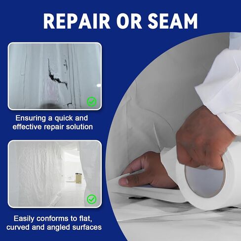 2 Roll, White Vapor Barrier Tape, 4" Wide x 180' Long, PE 9 mm Polyethylene Tape, for Stucco Waterproof Moisture Barriers Seal and Seam, for Crawlspaces, Insulation Repairs & Plastic Liners in Saudi Arabia