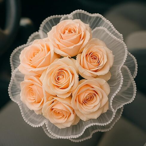 2 Pcs 4 Yards White Flower Wrapping Mesh, Translucen Pearl Edge Wrinkled Bouquet Floral Packaging Paper for Valentine's Day Mother's Day Florist Wedding Gift Packaging DIY Crafts Decorations in Saudi Arabia