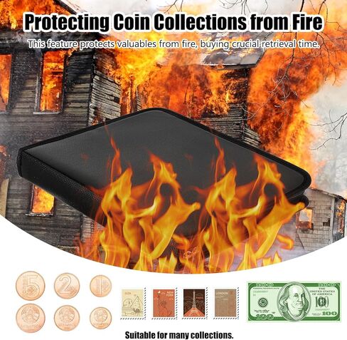 Sibba Coin Collection Collection Holder ، 360 Coins Coins Coins Organizer & 36 Currency Sleeves Money Storage Case HOURSIONS Fireproof Currency COIN in Kuwait