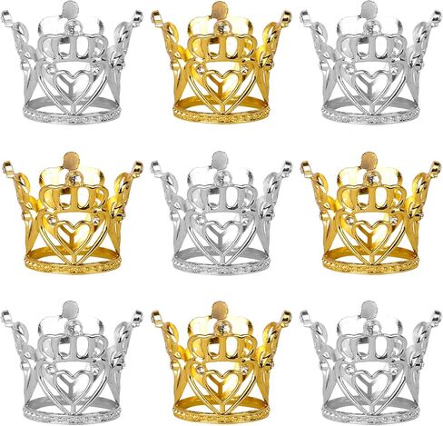 Rsstarxi 6 Pack Small Crown Cake Topper 3D Mini Rhinestone Crown Cake Pick for Queen Princess Girls Kids Birthday Party Cake Decorations Supplies Gold Silver in Saudi Arabia