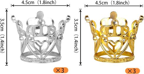Rsstarxi 6 Pack Small Crown Cake Topper 3D Mini Rhinestone Crown Cake Pick for Queen Princess Girls Kids Birthday Party Cake Decorations Supplies Gold Silver in Saudi Arabia