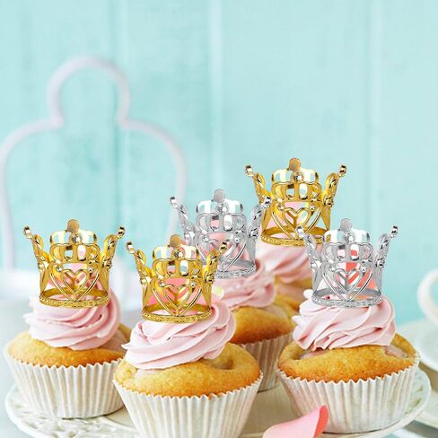 Rsstarxi 6 Pack Small Crown Cake Topper 3D Mini Rhinestone Crown Cake Pick for Queen Princess Girls Kids Birthday Party Cake Decorations Supplies Gold Silver in Saudi Arabia
