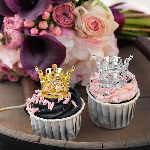 Rsstarxi 6 Pack Small Crown Cake Topper 3D Mini Rhinestone Crown Cake Pick for Queen Princess Girls Kids Birthday Party Cake Decorations Supplies Gold Silver in Saudi Arabia