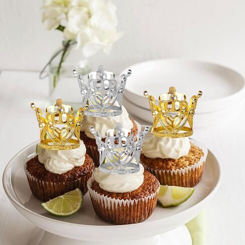 Rsstarxi 6 Pack Small Crown Cake Topper 3D Mini Rhinestone Crown Cake Pick for Queen Princess Girls Kids Birthday Party Cake Decorations Supplies Gold Silver in Saudi Arabia