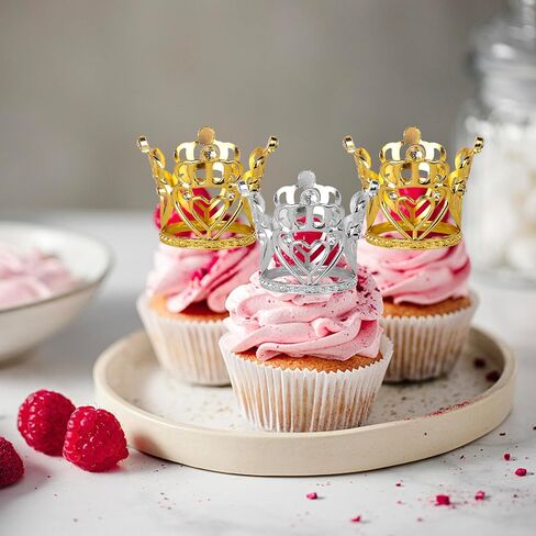 Rsstarxi 6 Pack Small Crown Cake Topper 3D Mini Rhinestone Crown Cake Pick for Queen Princess Girls Kids Birthday Party Cake Decorations Supplies Gold Silver in Saudi Arabia