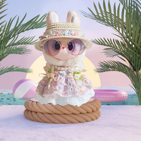 for Labubu Clothes Fall Style Dresses, for Labubu Outfits with Glasses, Hat, Necklace Bundle for 17cm/6.7in Doll (No Doll) in Saudi Arabia
