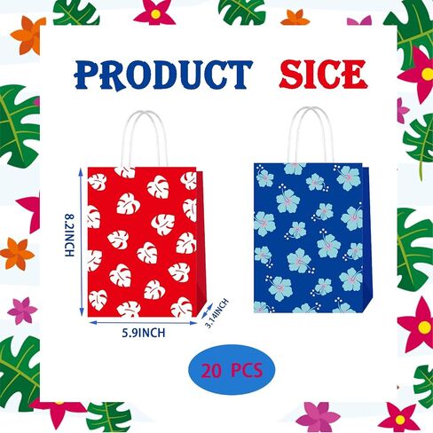 LXDMNJ 20 PCS Cartoon Party Favor Acags Facs Hawaiian Paper Bags with Healde for Birthday Baby Shower Holdy Event Supplies Supplies Supplies in Saudi Arabia
