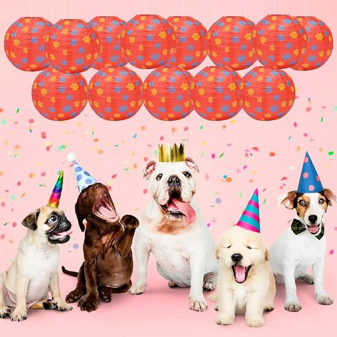 15pcs الكلب paw طباعة الفوانيس ، 8 بوصة الحيوانات paw المطبوعات طابع الفوانيس معلقة الكلب paw لحزب لوازم لحفلات عيد الميلاد in Kuwait