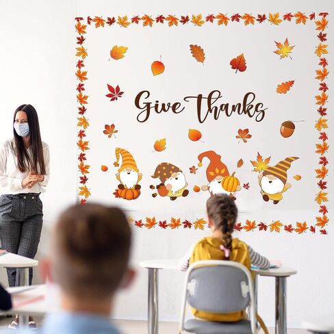 35 Pcs Thanksgiving Fall Bulletin Board Borders Decorations Autumn Leaves Gnomes Classroom Bulletin Board Decoration Trim Autumn Classroom Boarders Fall Border in Saudi Arabia