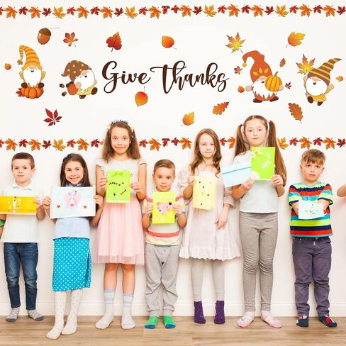35 Pcs Thanksgiving Fall Bulletin Board Borders Decorations Autumn Leaves Gnomes Classroom Bulletin Board Decoration Trim Autumn Classroom Boarders Fall Border in Saudi Arabia